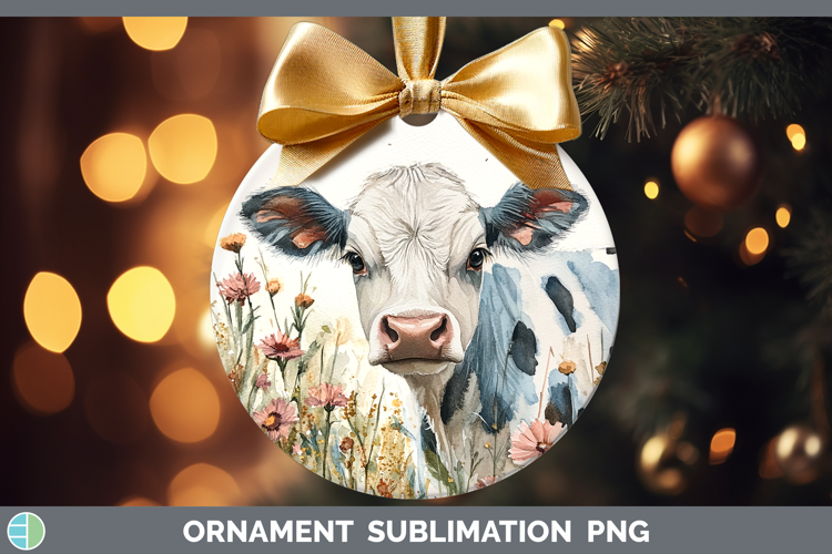 Farm Butterflies Cow Ornament Sublimation Bauble Designs