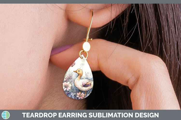 Farm Butterflies Duck Teardrop Earrings Sublimation Earrings