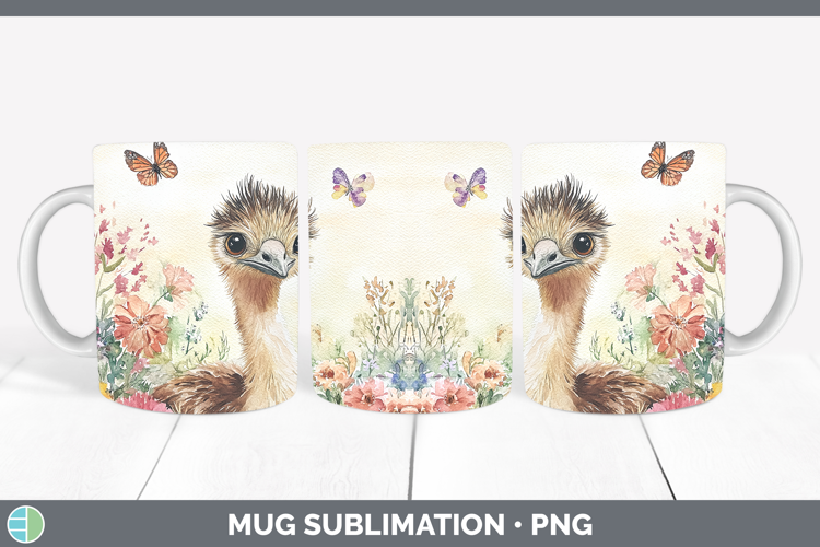 Farm Butterflies Emu Mug Wrap Sublimation Coffee Cup Designs