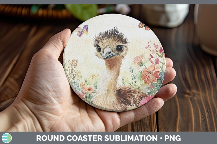 Farm Butterflies Emu Round Coaster Sublimation Coaster Desig