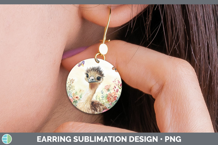 Farm Butterflies Emu Round Earrings Sublimation Earrings Des