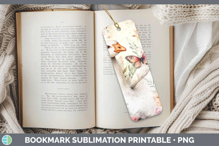 Farm Butterflies Goose Bookmark Sublimation Printable Design