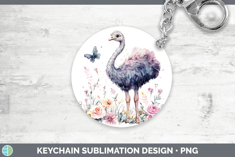Farm Butterflies Ostrich Keychain Sublimation Keyring Design