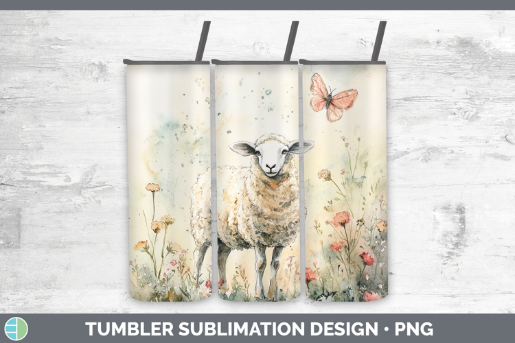 Farm Butterflies Sheep Tumbler Sublimation 20 oz Skinny Tumb