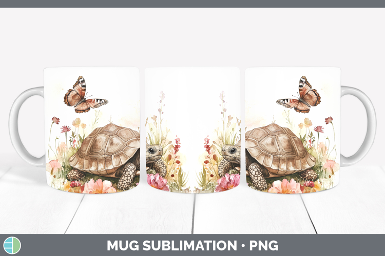 Farm Butterflies Tortoise Mug Wrap Sublimation Coffee Cup De