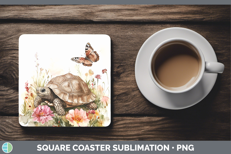 Farm Butterflies Tortoise Square Coaster Sublimation Coaster