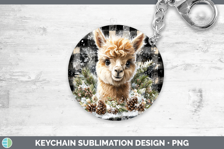 Alpaca Farm Checker Christmas Keychain Sublimation Design