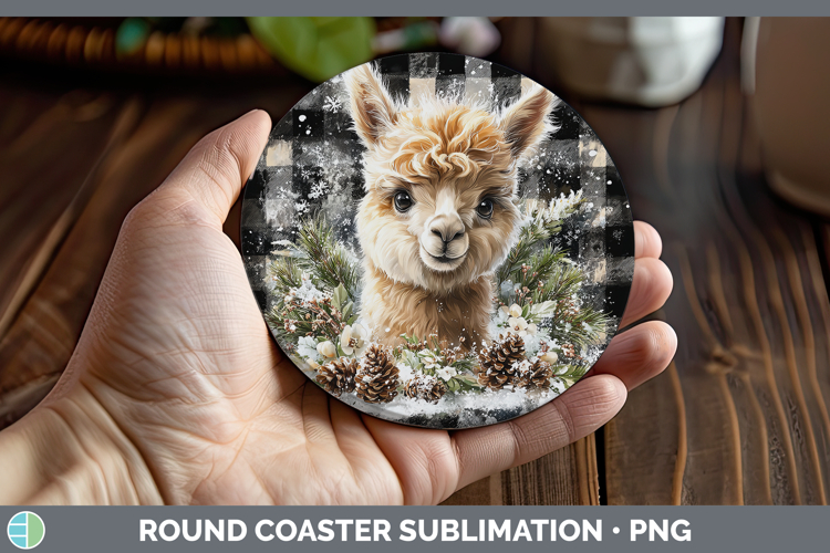GorgeousFarm Checker Christmas Round Coaster design.