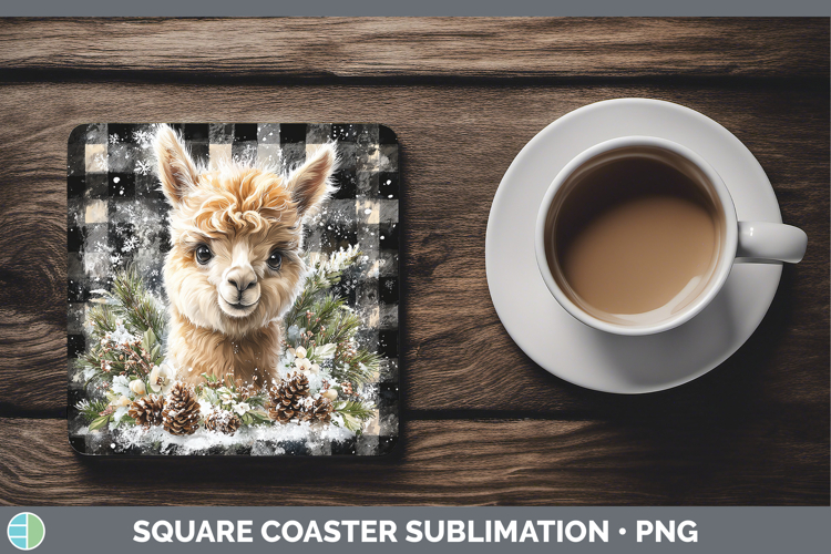 GorgeousFarm Checker Christmas Square Coaster design.