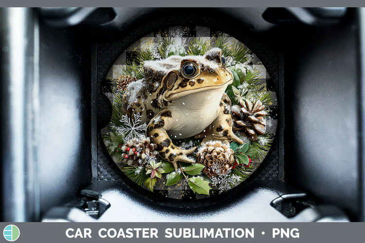 Bullfrog Farm Checker Christmas Car Coaster Sublimation Desi