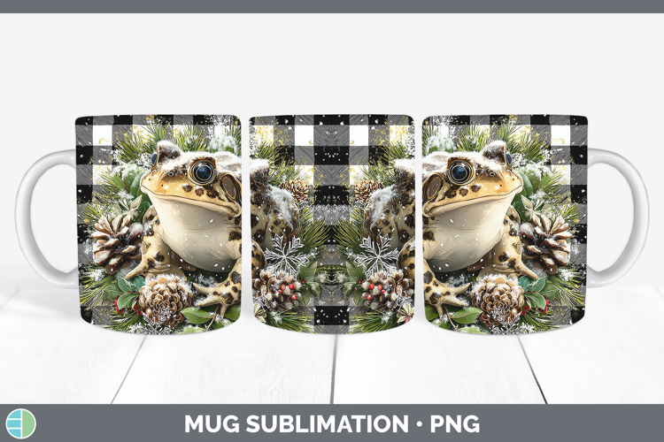 Bullfrog Farm Checker Christmas Mug Wrap Sublimation Design