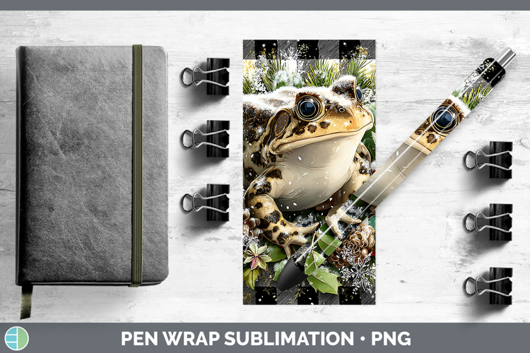 Bullfrog Farm Checker Christmas Pen Wrap Sublimation Design
