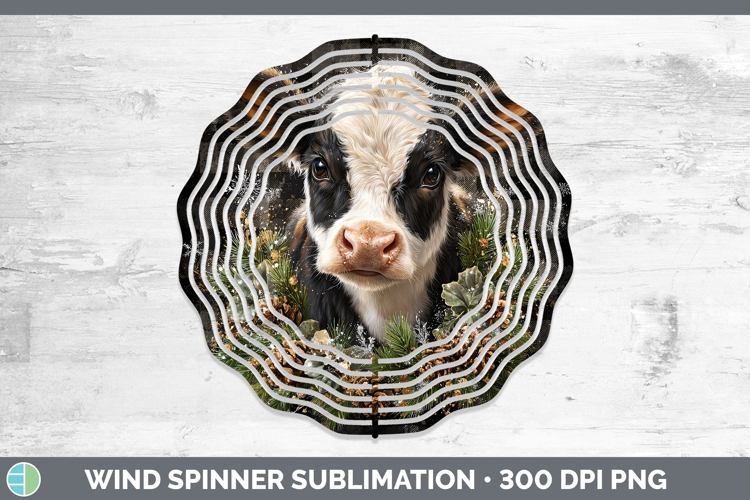 Cow Farm Checker Christmas Wind Spinner Sublimation Design