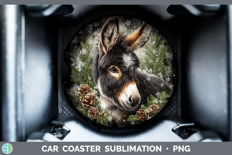 Donkey Farm Checker Christmas Car Coaster Sublimation Design