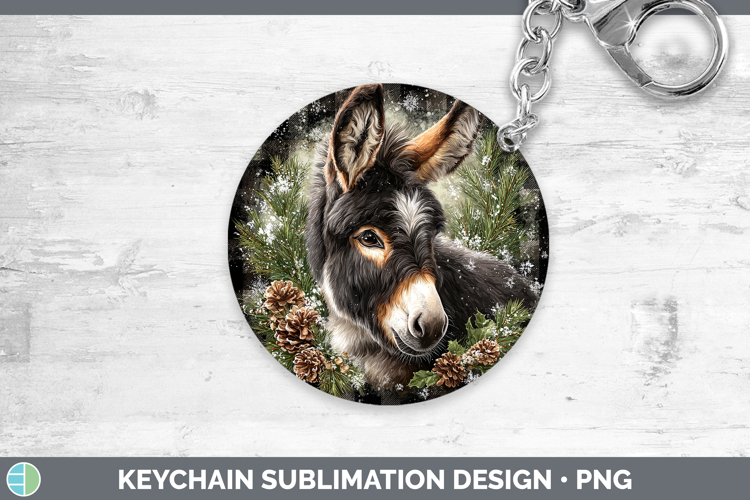 Donkey Farm Checker Christmas Keychain Sublimation Design