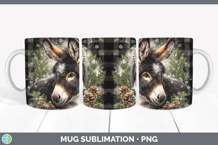 Donkey Farm Checker Christmas Mug Wrap Sublimation Design