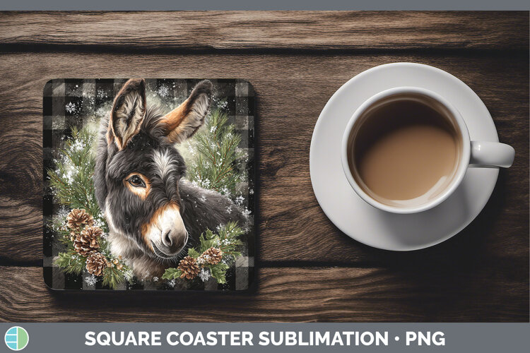 GorgeousFarm Checker Christmas Square Coaster design.