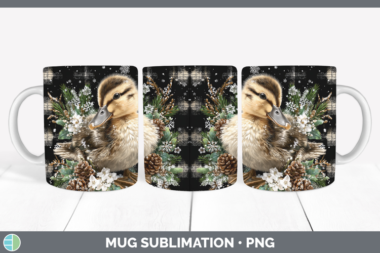 Duck Farm Checker Christmas Mug Wrap Sublimation Design