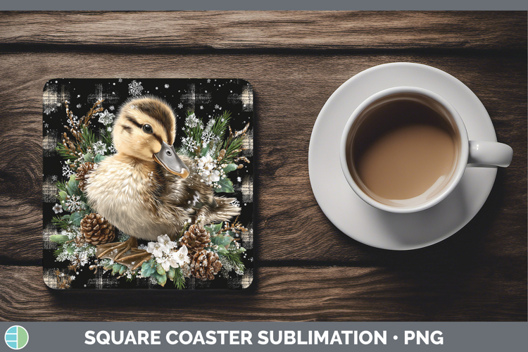 Duck Farm Checker Christmas Square Coaster Sublimation Desig