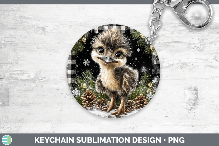 Emu Farm Checker Christmas Keychain Sublimation Design