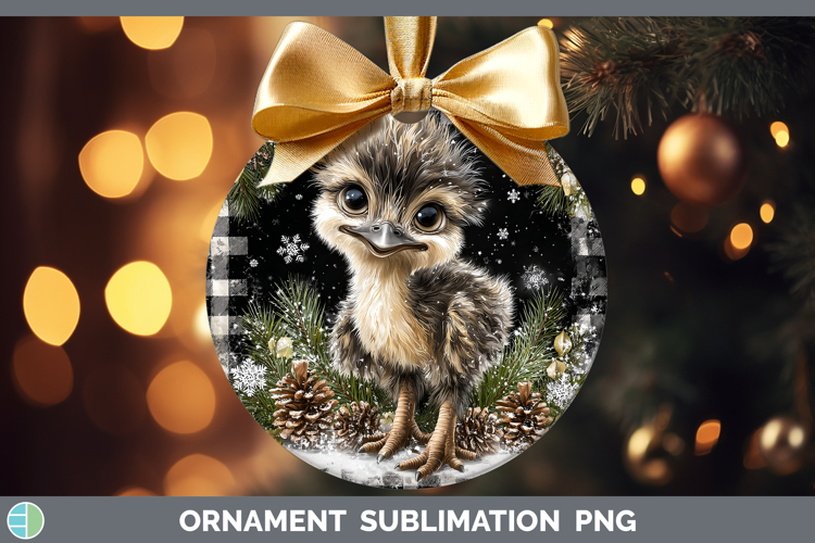 Emu Farm Checker Christmas Ornament Sublimation Design