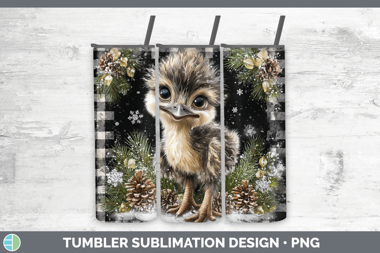 Emu Farm Checker Christmas Tumbler Sublimation Design