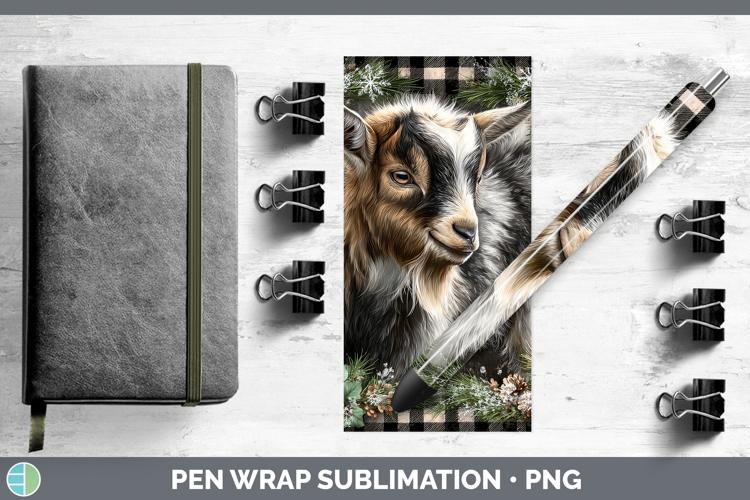 Goat Farm Checker Christmas Pen Wrap Sublimation Design