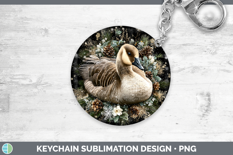 Goose Farm Checker Christmas Keychain Sublimation Design
