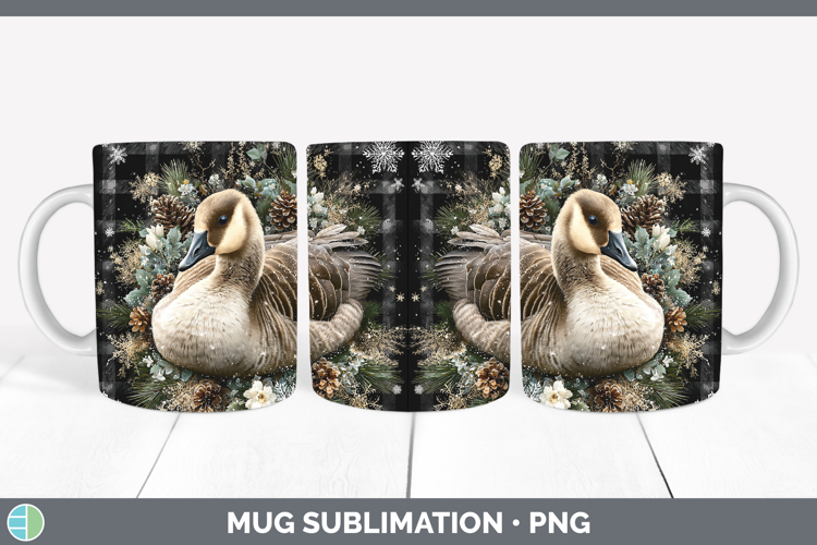 Goose Farm Checker Christmas Mug Wrap Sublimation Design