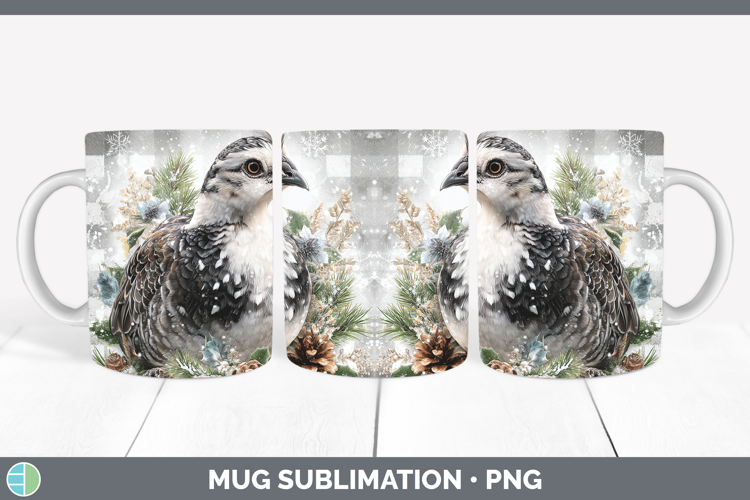 Guinea Hen Farm Checker Christmas Mug Wrap Sublimation Desig