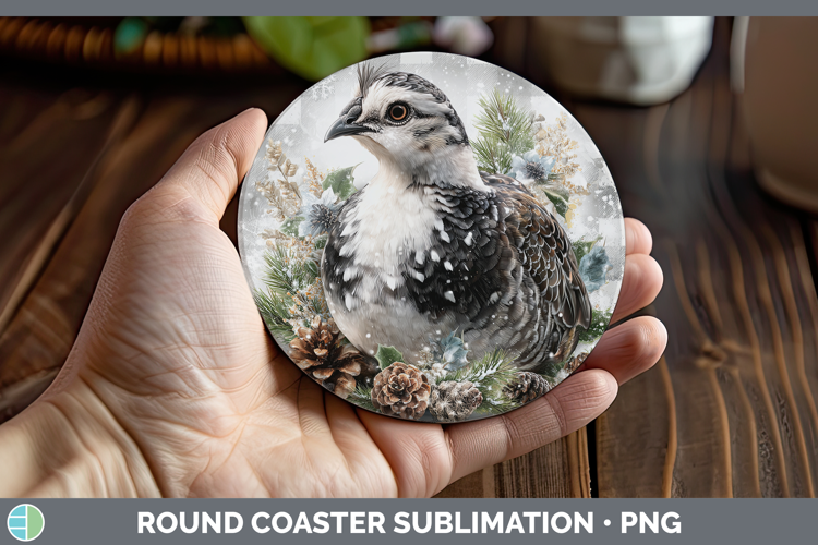 Guinea Hen Farm Checker Christmas Round Coaster Sublimation
