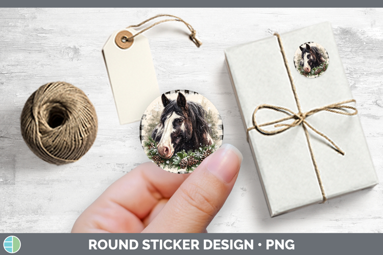 Horse Farm Checker Christmas Stickers Design