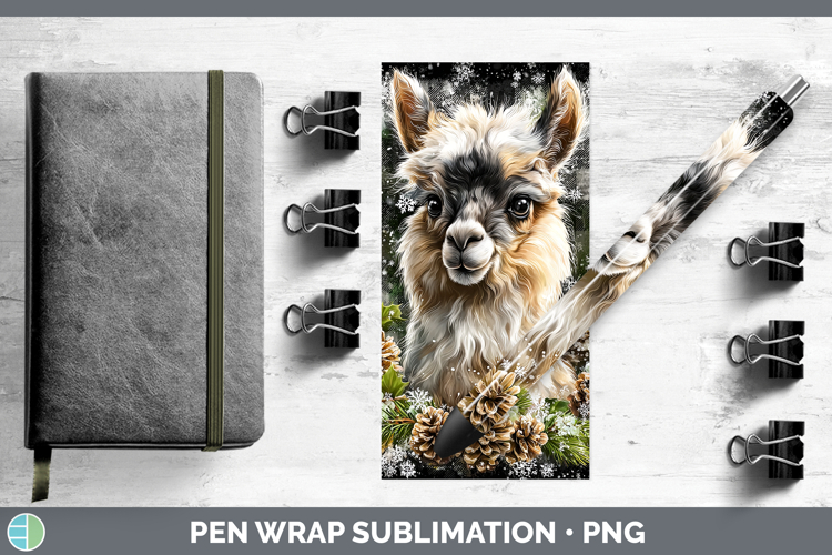 LLama Farm Checker Christmas Pen Wrap Sublimation Design
