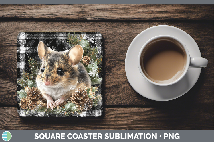 Mouse Farm Checker Christmas Square Coaster Sublimation Desi