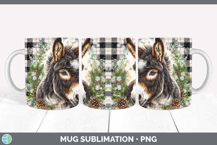Mule Farm Checker Christmas Mug Wrap Sublimation Design