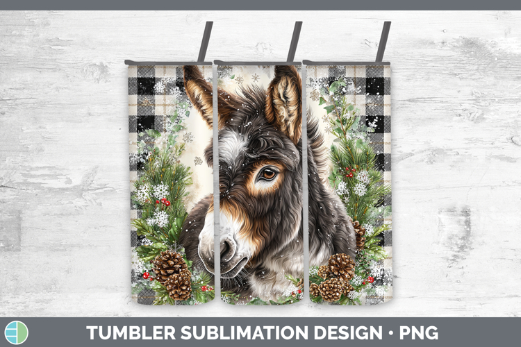 Mule Farm Checker Christmas Tumbler Sublimation Design