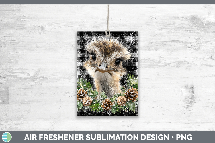 Ostrich Farm Checker Christmas Air Freshener Sublimation Des