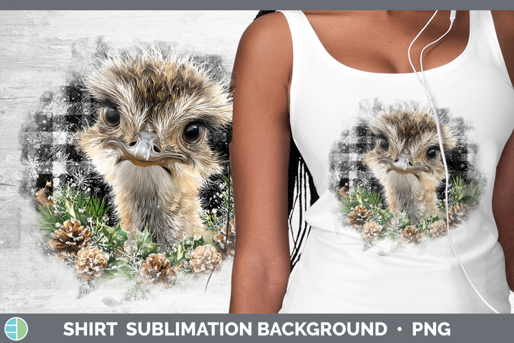 Ostrich Farm Checker Christmas Shirt Sublimation Design