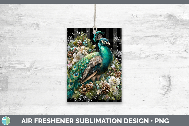 Peacock Farm Checker Christmas Air Freshener Sublimation Des
