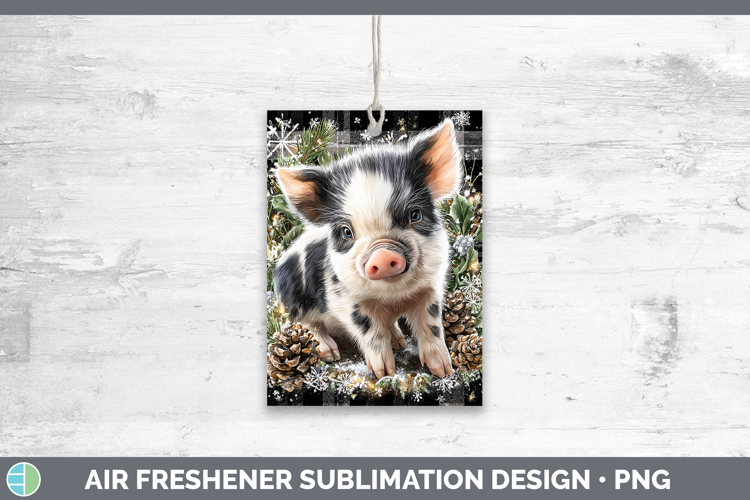 Pig Farm Checker Christmas Air Freshener Sublimation Design