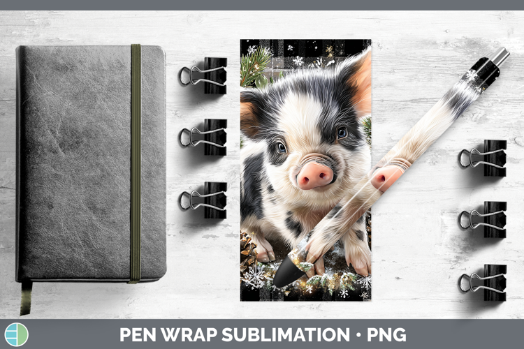 Pig Farm Checker Christmas Pen Wrap Sublimation Design