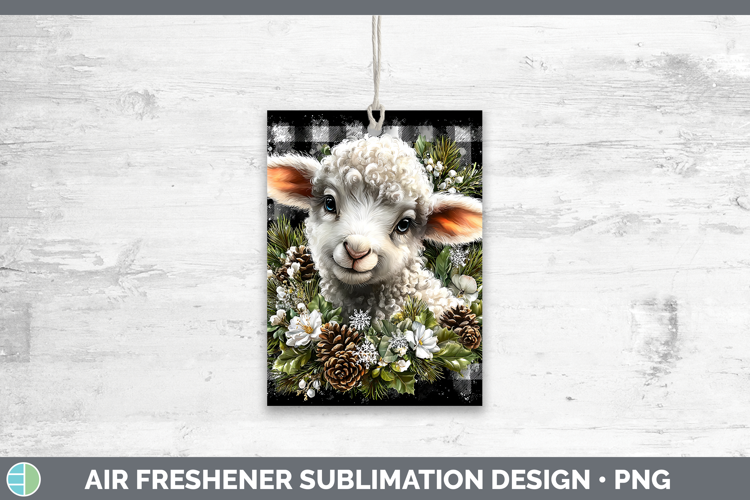 Sheep Farm Checker Christmas Air Freshener Sublimation Desig