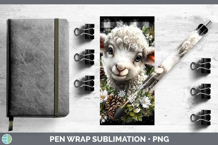 Sheep Farm Checker Christmas Pen Wrap Sublimation Design