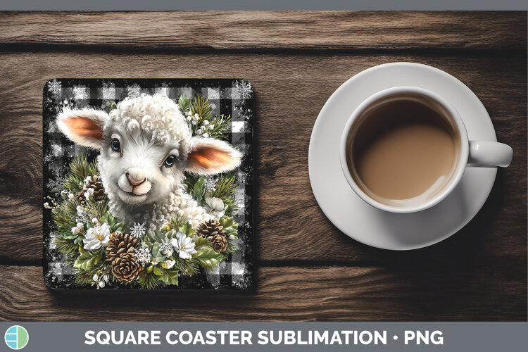 GorgeousFarm Checker Christmas Square Coaster design.