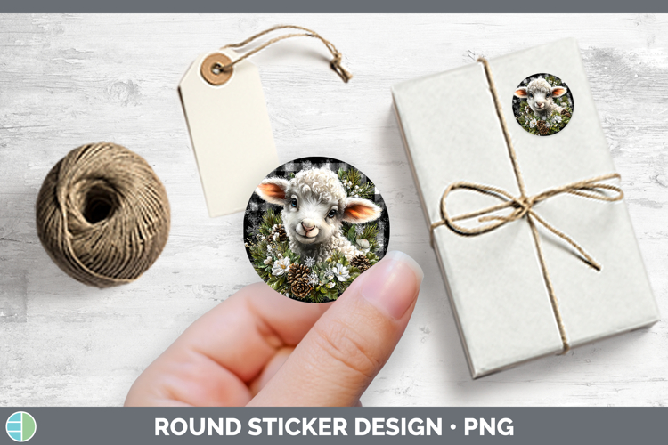 Sheep Farm Checker Christmas Stickers Design
