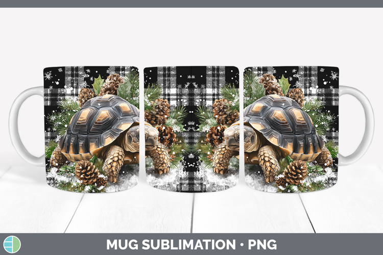 Tortoise Farm Checker Christmas Mug Wrap Sublimation Design