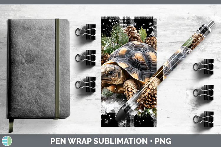 Tortoise Farm Checker Christmas Pen Wrap Sublimation Design