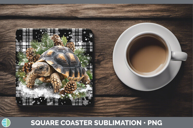 GorgeousFarm Checker Christmas Square Coaster design.