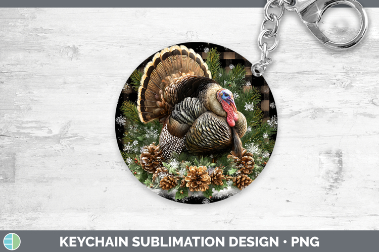Turkey Farm Checker Christmas Keychain Sublimation Design