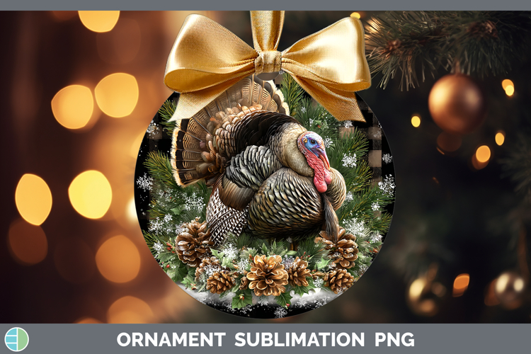 Turkey Farm Checker Christmas Ornament Sublimation Design